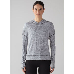 Lululemon Squad Goals Hoodie White Black Textured Pullover Women’s Size 6